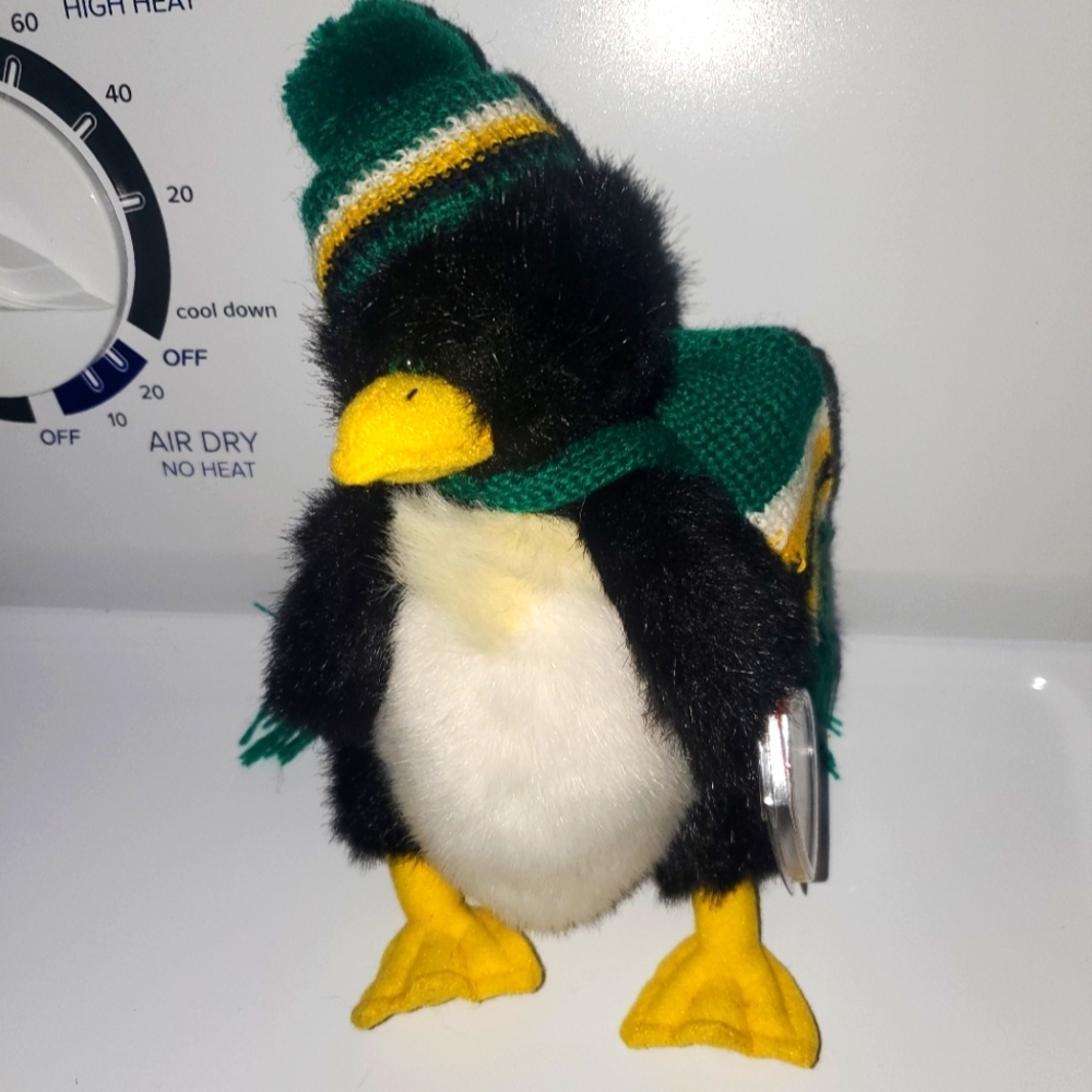 Ty Beanie Baby Waddlesworth, 3rd Gen, Penguin, Pvc, Green Bay Packers.